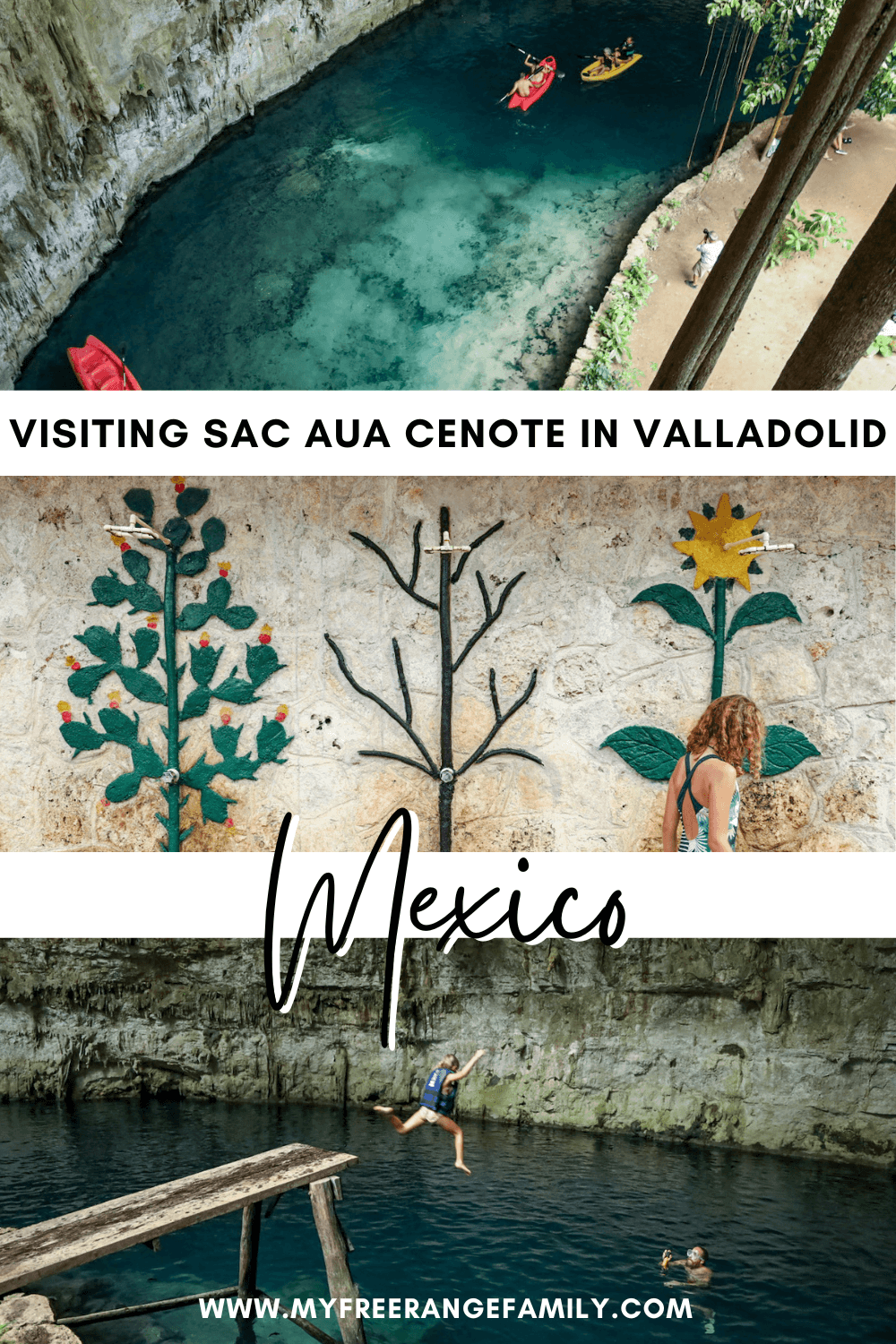 Pinterest image for readers to save - Visiting Sac Aua in Mexico.