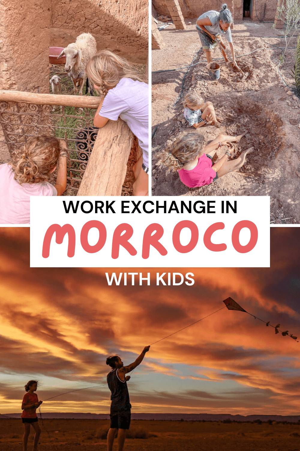 Image to encourage readers to save or share this blog post - Work exchange in Morocco with kids.