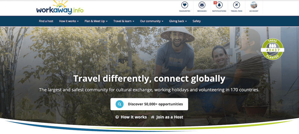 Workaway website screenshot