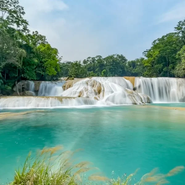 The impressive blue and green waterfalls at Agua Azul in Chiapas, Mexico.